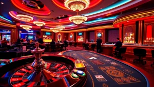 Players enjoying a thrilling game at Jun 88 casino with vibrant tables and exciting atmosphere.