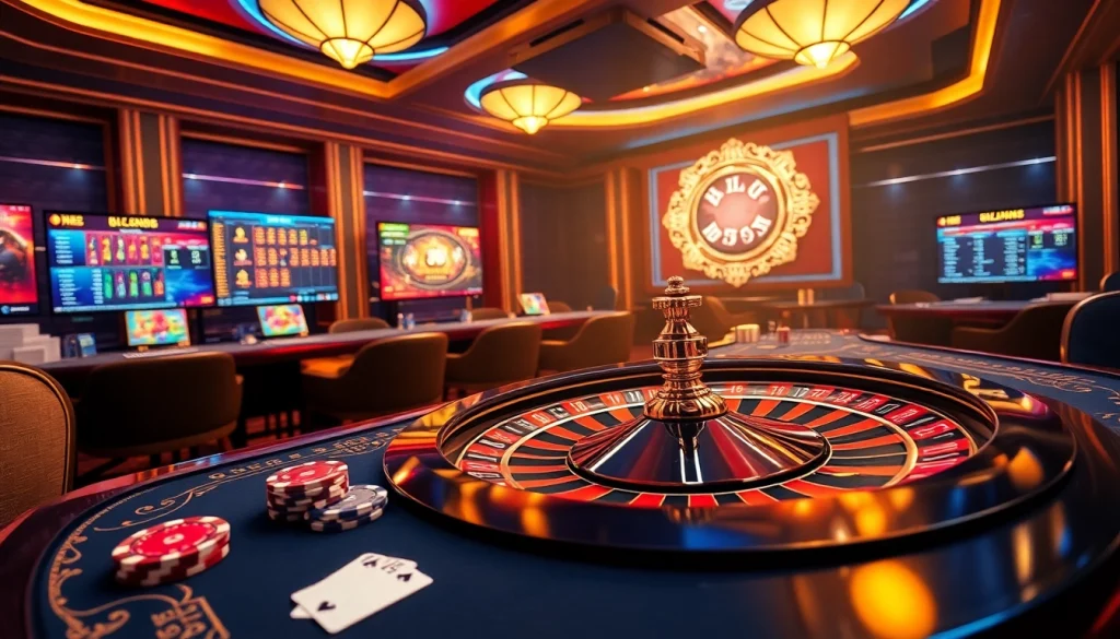 Immersive gaming action at Nhà cái BL555, featuring a luxurious casino table and modern betting screens.