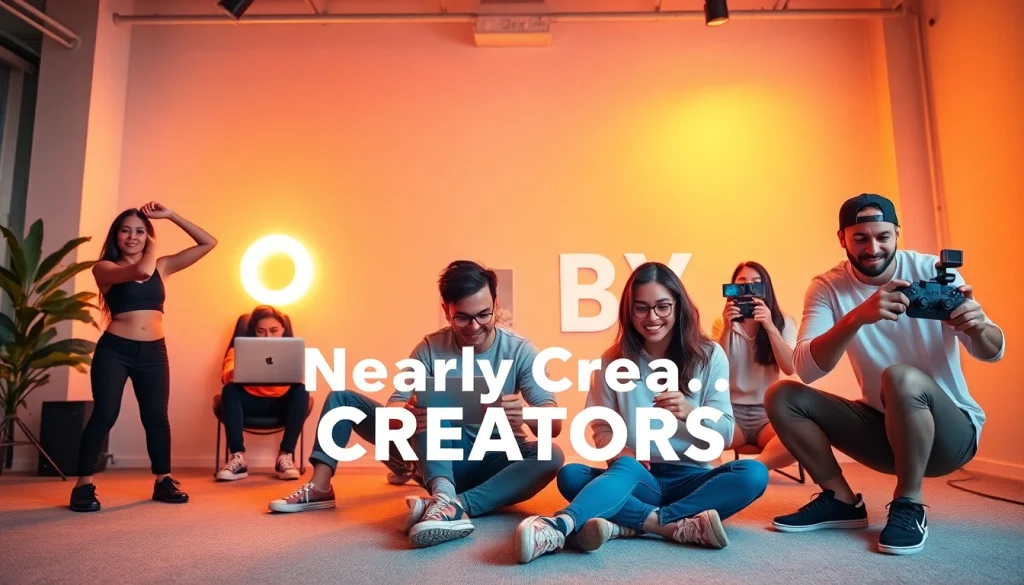 Discover a vibrant scene of OnlyFans Nearby Creators showcasing diverse talents in a lively environment.