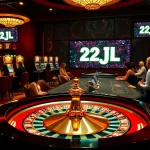 Experience high-stakes gaming at the 22JL Casino with luxurious tables and vibrant slot machines.