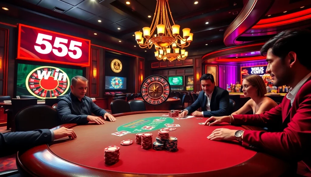 Experience the thrill of winning big with 555 win at the luxurious casino table, full of excitement.