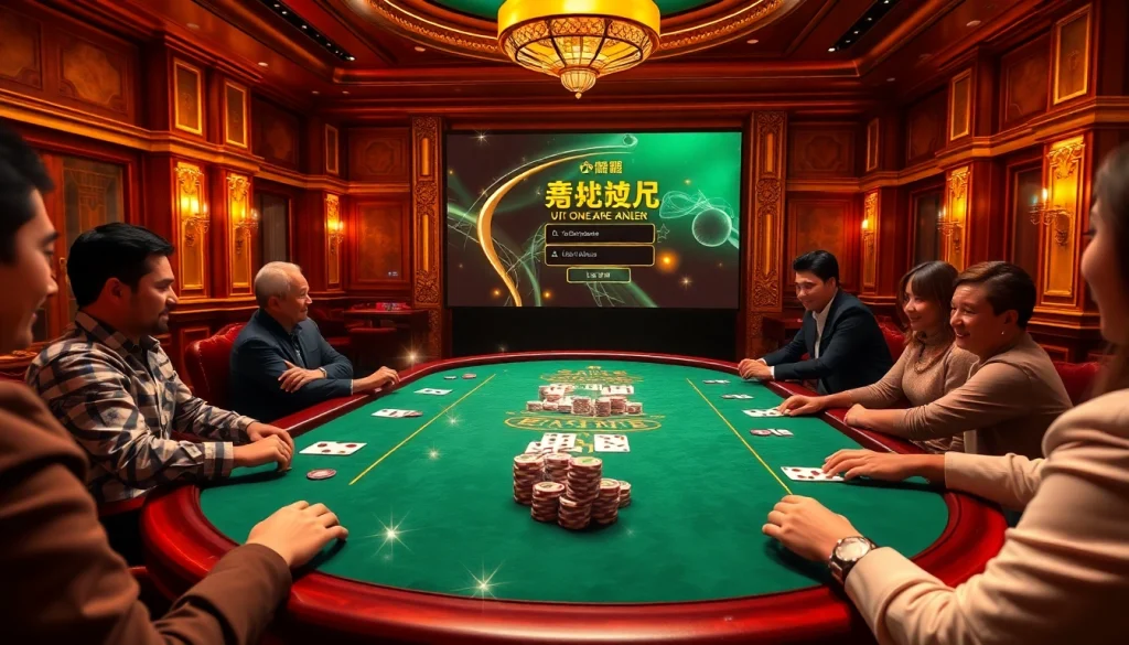 Experience the excitement of logging in at a luxurious casino poker table.