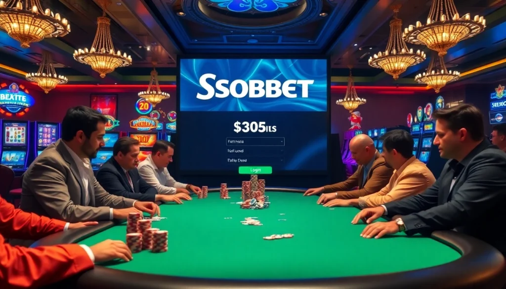 Experience thrilling sbobet login moments at an elegant casino with intense poker gameplay and vibrant slots.