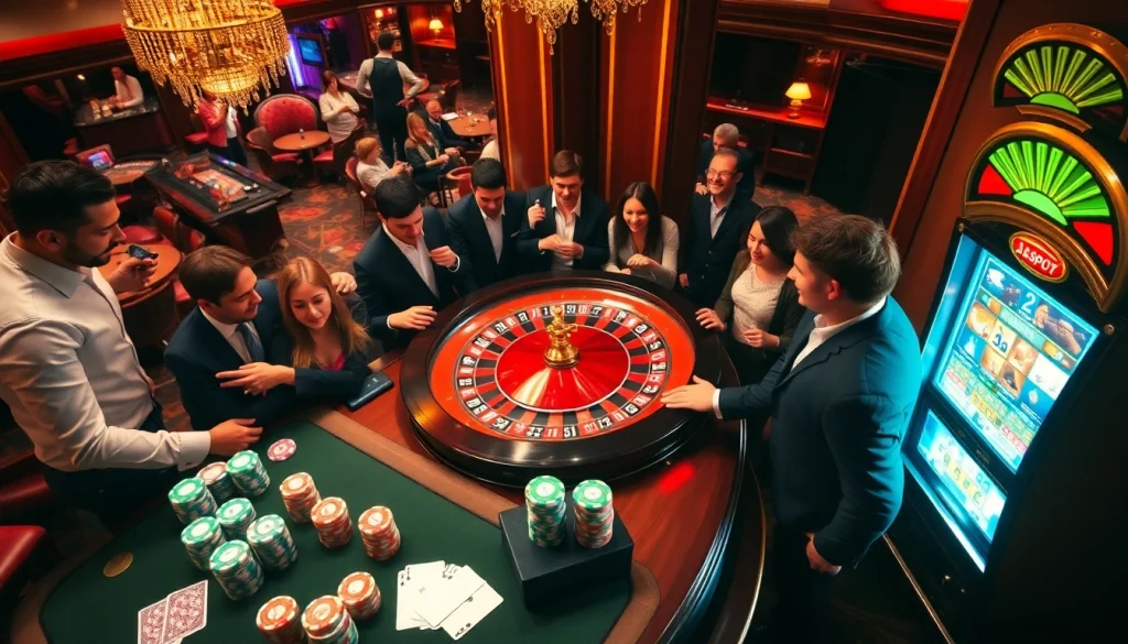 Players immersed in the eejl casino experience at a roulette table.