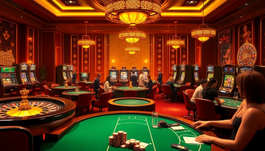 An engaging scene of players experiencing the excitement of bk8th in a luxurious casino setting.